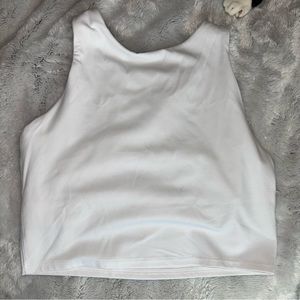 XS White Athleta Cropped Workout Tank with Built in Bra